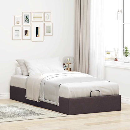 Cadre de lit ottoman sans matelas marron foncé 80x200 cm tissu