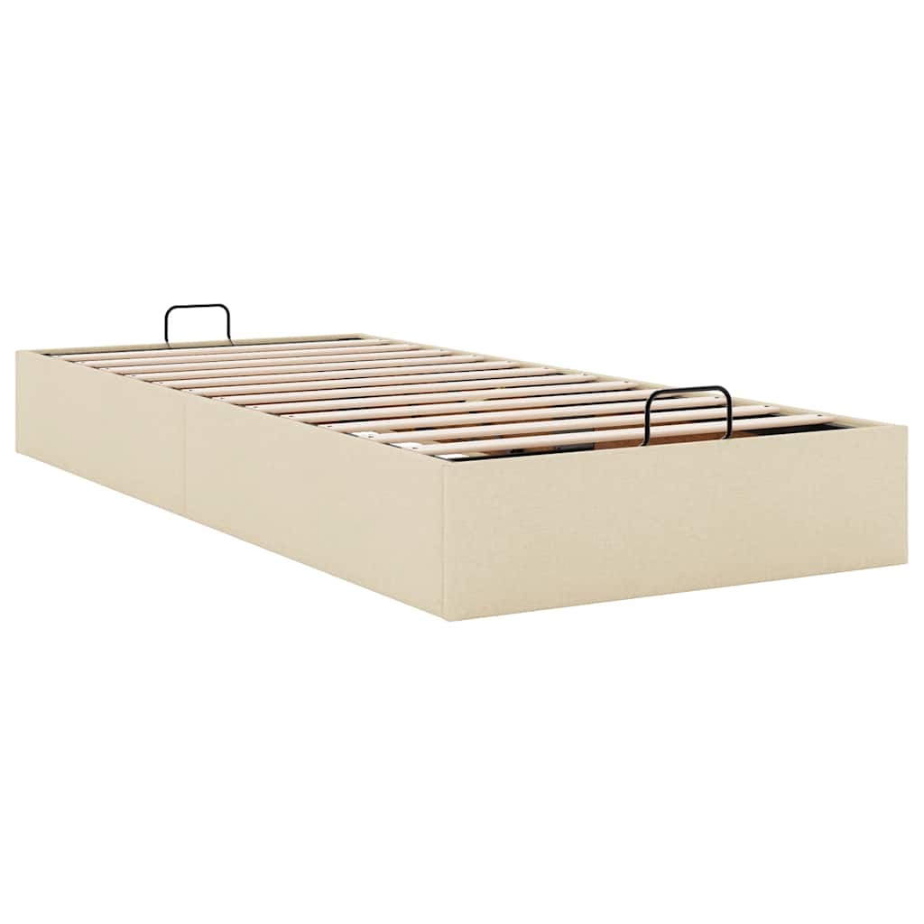 Cadre de lit ottoman sans matelas crème 80x200 cm tissu