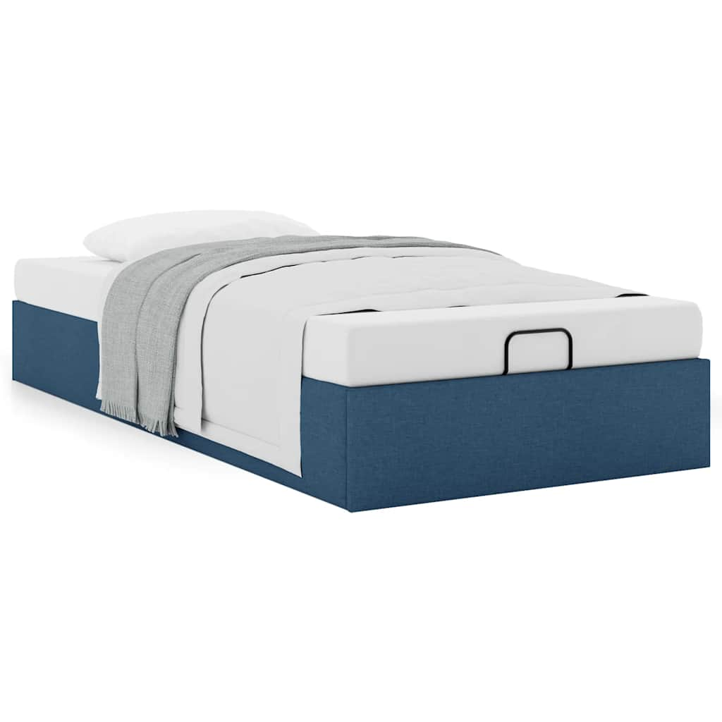 Cadre de lit ottoman sans matelas bleu 80x200 cm tissu