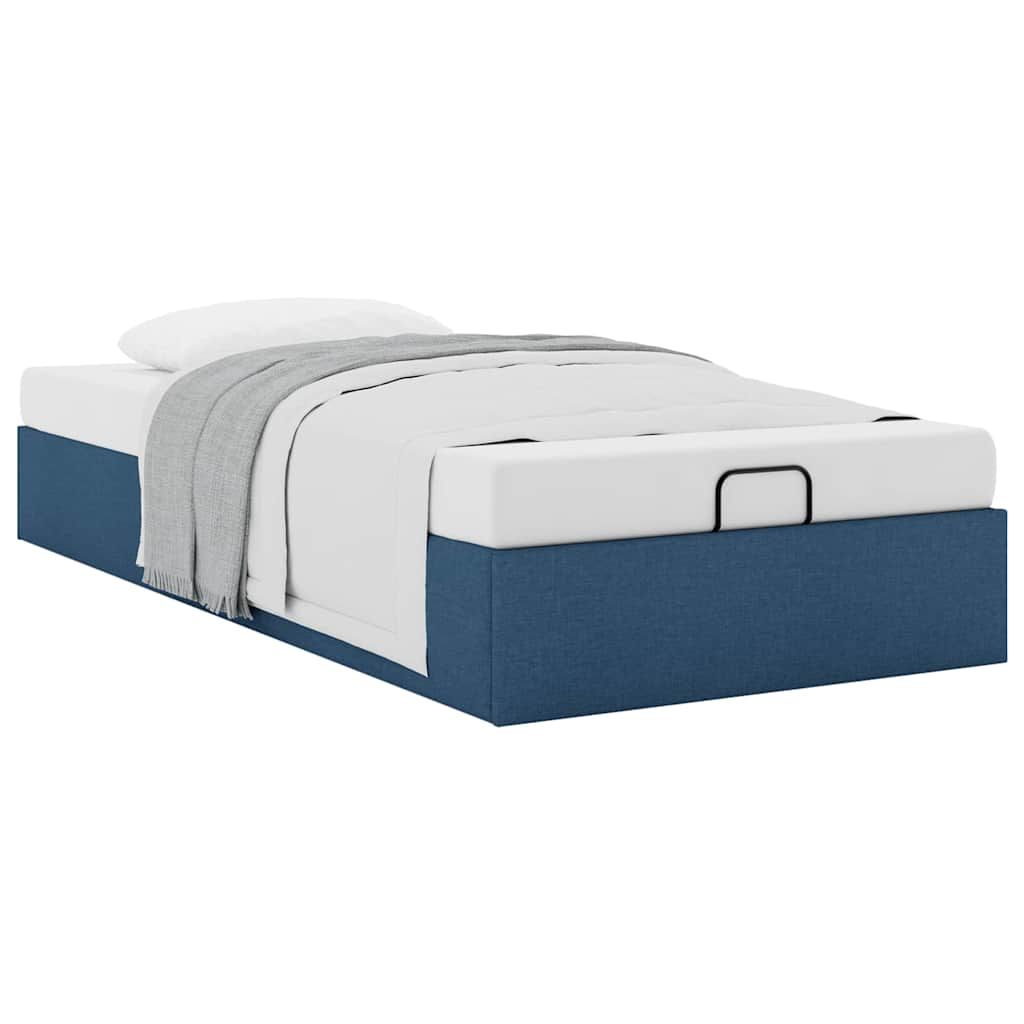 Cadre de lit ottoman sans matelas bleu 80x200 cm tissu