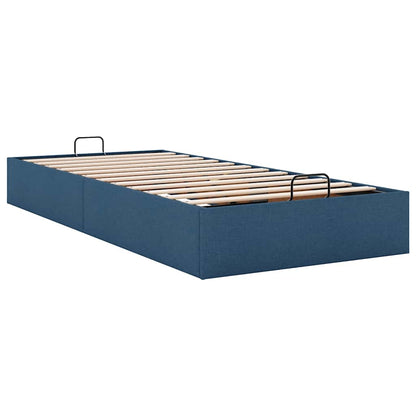 Cadre de lit ottoman sans matelas bleu 80x200 cm tissu