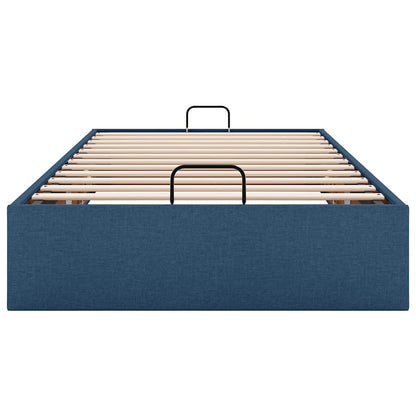 Cadre de lit ottoman sans matelas bleu 80x200 cm tissu