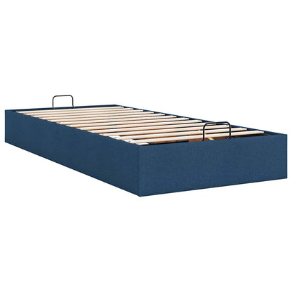 Cadre de lit ottoman sans matelas bleu 80x200 cm tissu