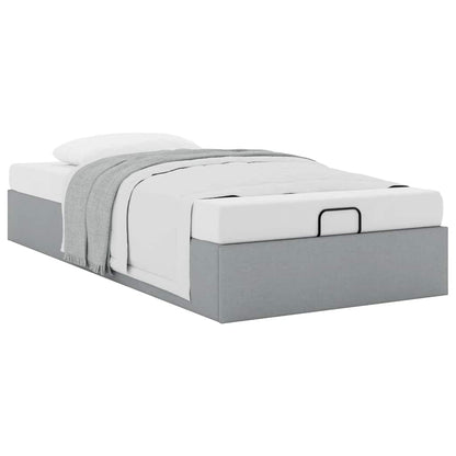 Cadre de lit ottoman sans matelas gris clair 90x190 cm tissu