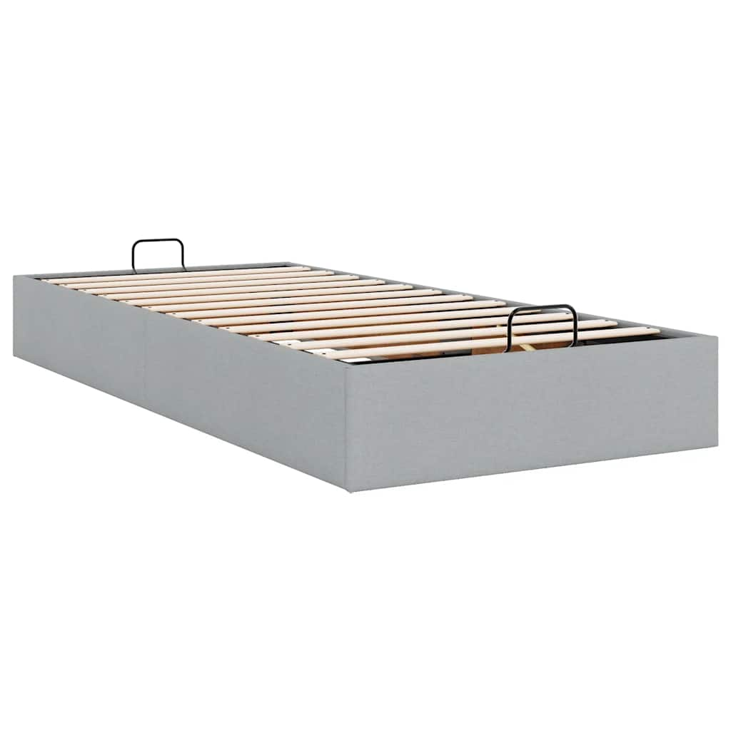 Cadre de lit ottoman sans matelas gris clair 90x190 cm tissu