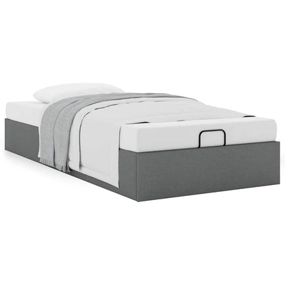 Cadre de lit ottoman sans matelas gris foncé 90x190 cm tissu