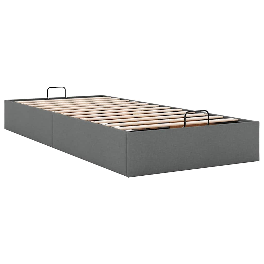 Cadre de lit ottoman sans matelas gris foncé 90x190 cm tissu