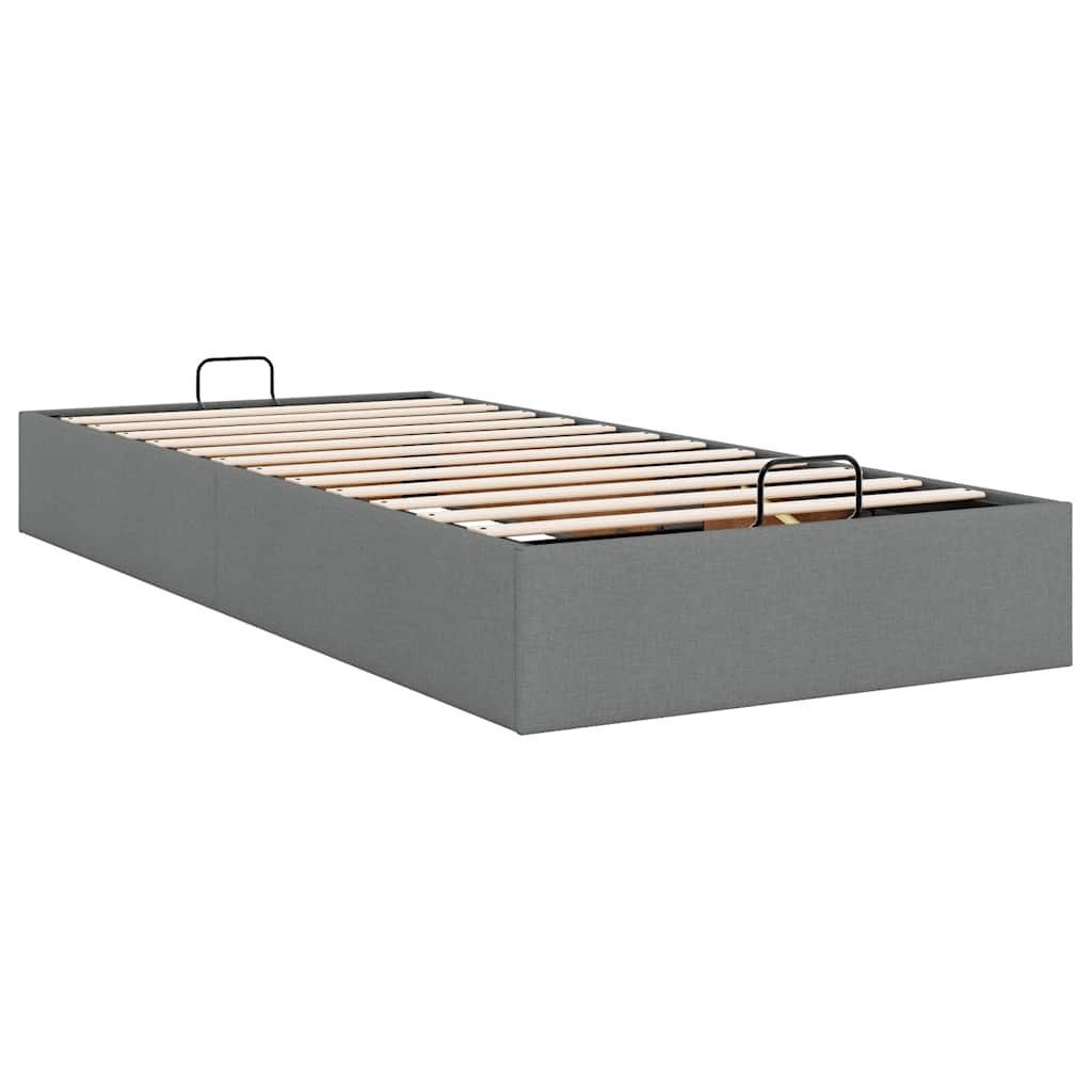 Cadre de lit ottoman sans matelas gris foncé 90x190 cm tissu