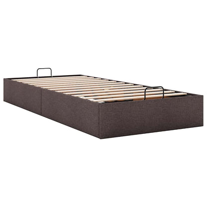 Cadre de lit ottoman sans matelas marron foncé 90x190 cm tissu