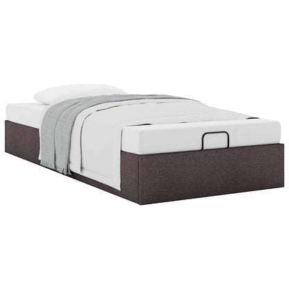 Cadre de lit ottoman sans matelas marron foncé 90x190 cm tissu