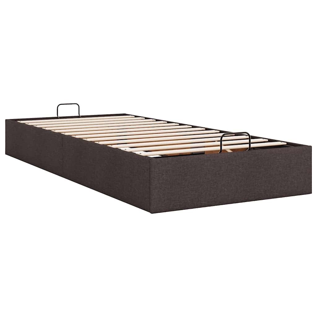 Cadre de lit ottoman sans matelas marron foncé 90x190 cm tissu