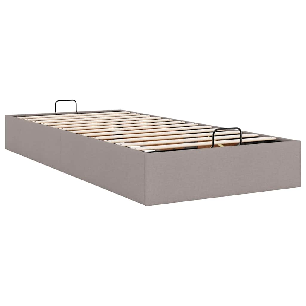 Cadre de lit ottoman sans matelas taupe 90x190 cm tissu