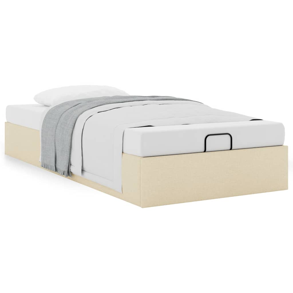 Cadre de lit ottoman sans matelas crème 90x190 cm tissu