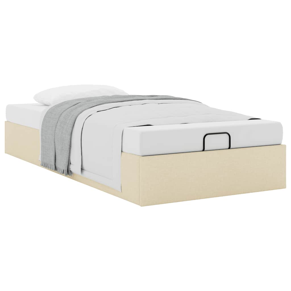 Cadre de lit ottoman sans matelas crème 90x190 cm tissu