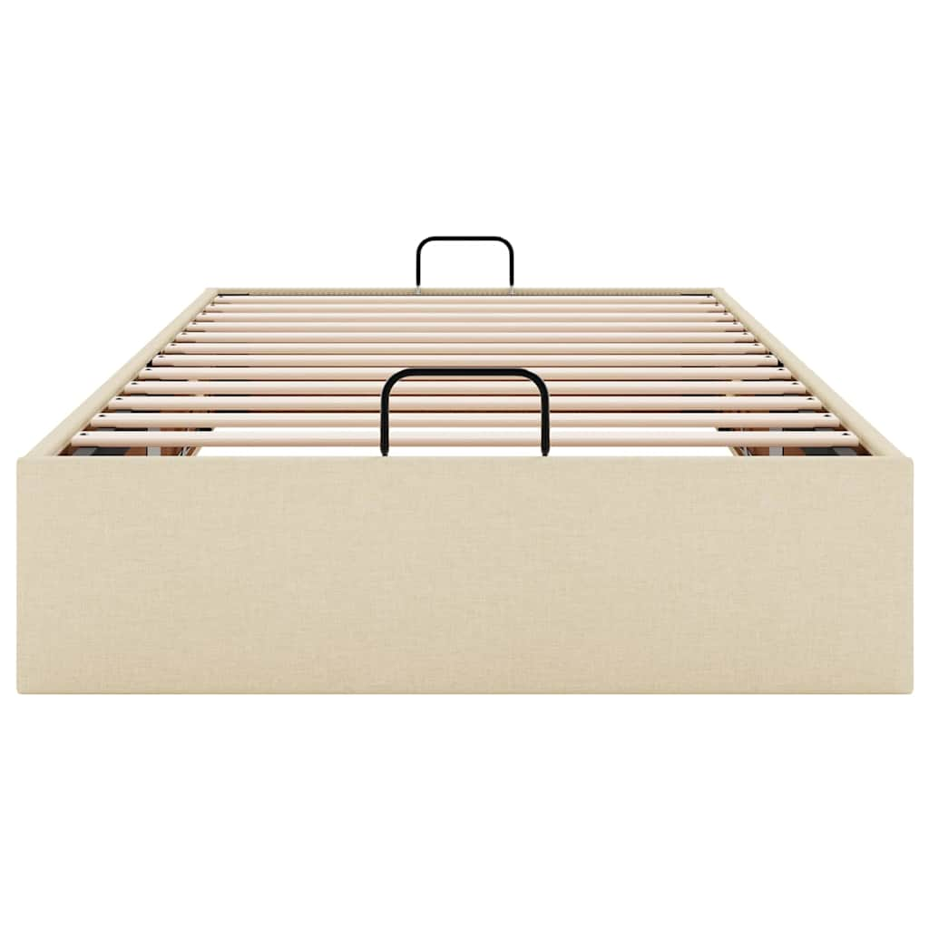 Cadre de lit ottoman sans matelas crème 90x190 cm tissu