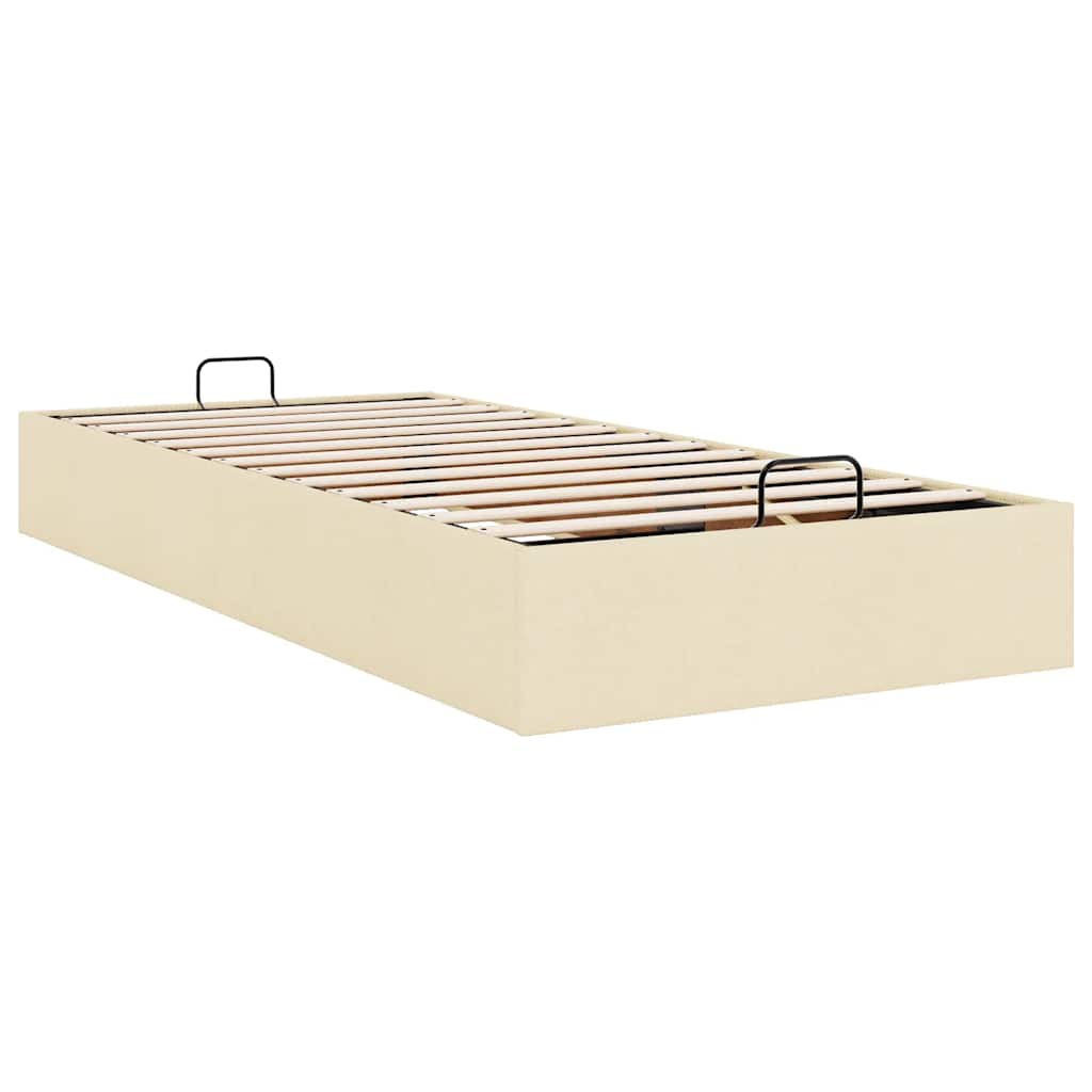 Cadre de lit ottoman sans matelas crème 90x190 cm tissu