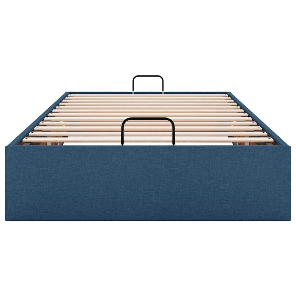 Cadre de lit ottoman sans matelas bleu 90x190 cm tissu