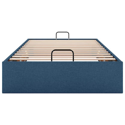 Cadre de lit ottoman sans matelas bleu 90x190 cm tissu