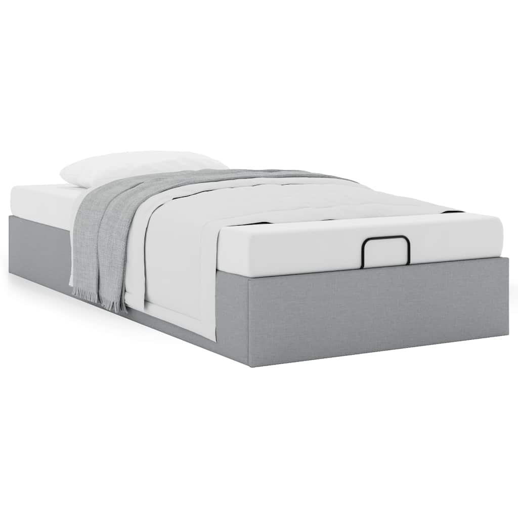 Cadre de lit ottoman sans matelas gris clair 90x200 cm tissu