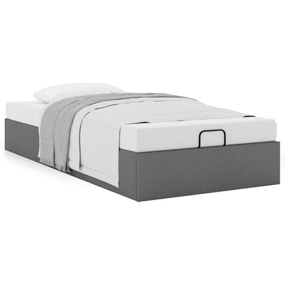 Cadre de lit ottoman sans matelas gris foncé 90x200 cm tissu