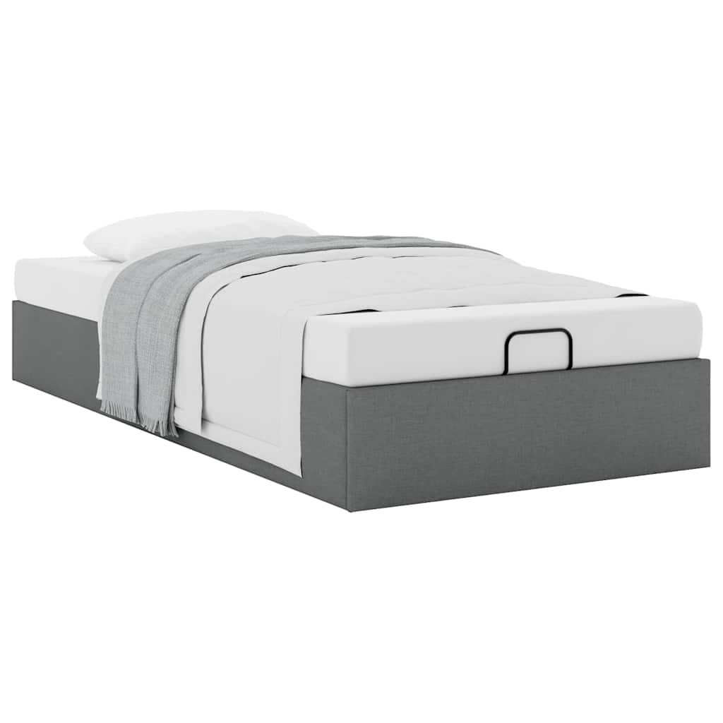 Cadre de lit ottoman sans matelas gris foncé 90x200 cm tissu