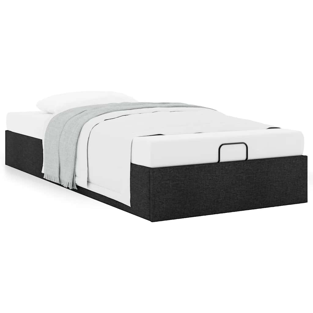 Cadre de lit ottoman sans matelas noir 90x200 cm tissu