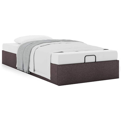 Cadre de lit ottoman sans matelas marron foncé 90x200 cm tissu