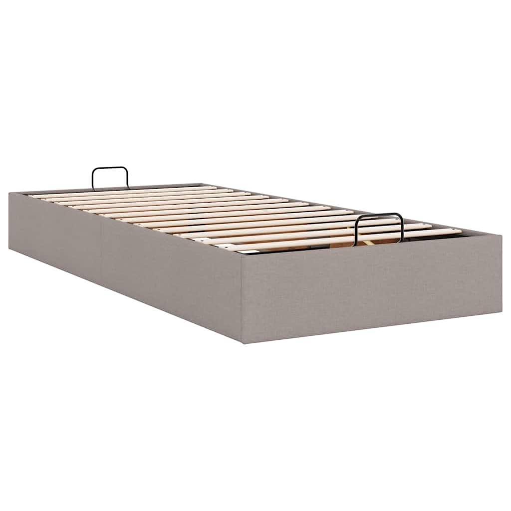 Cadre de lit ottoman sans matelas taupe 90x200 cm tissu