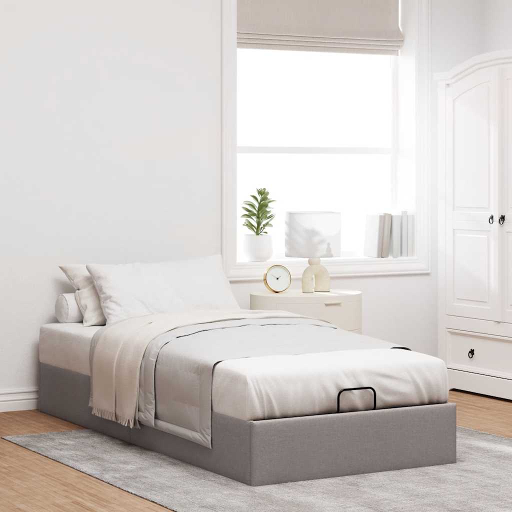 Cadre de lit ottoman sans matelas taupe 90x200 cm tissu