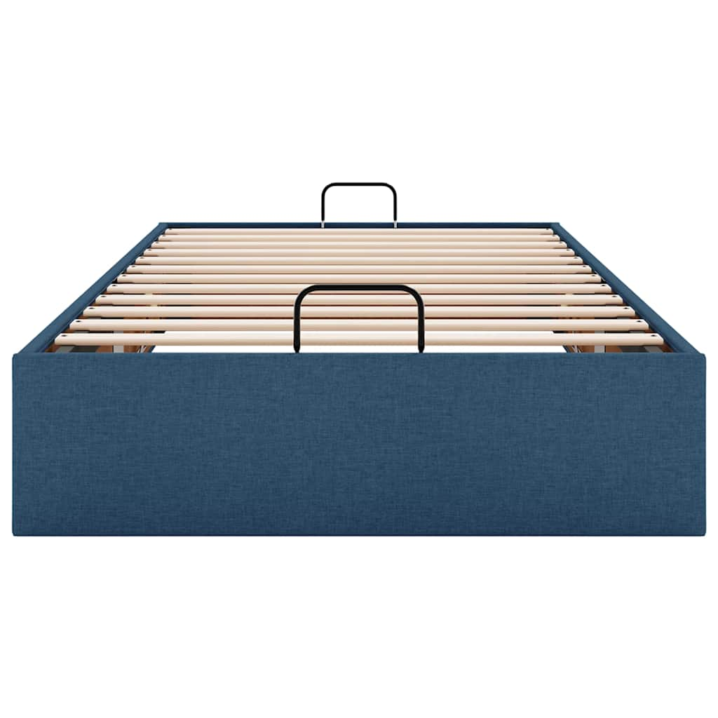 Cadre de lit ottoman sans matelas bleu 90x200 cm tissu