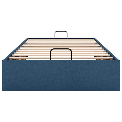 Cadre de lit ottoman sans matelas bleu 90x200 cm tissu