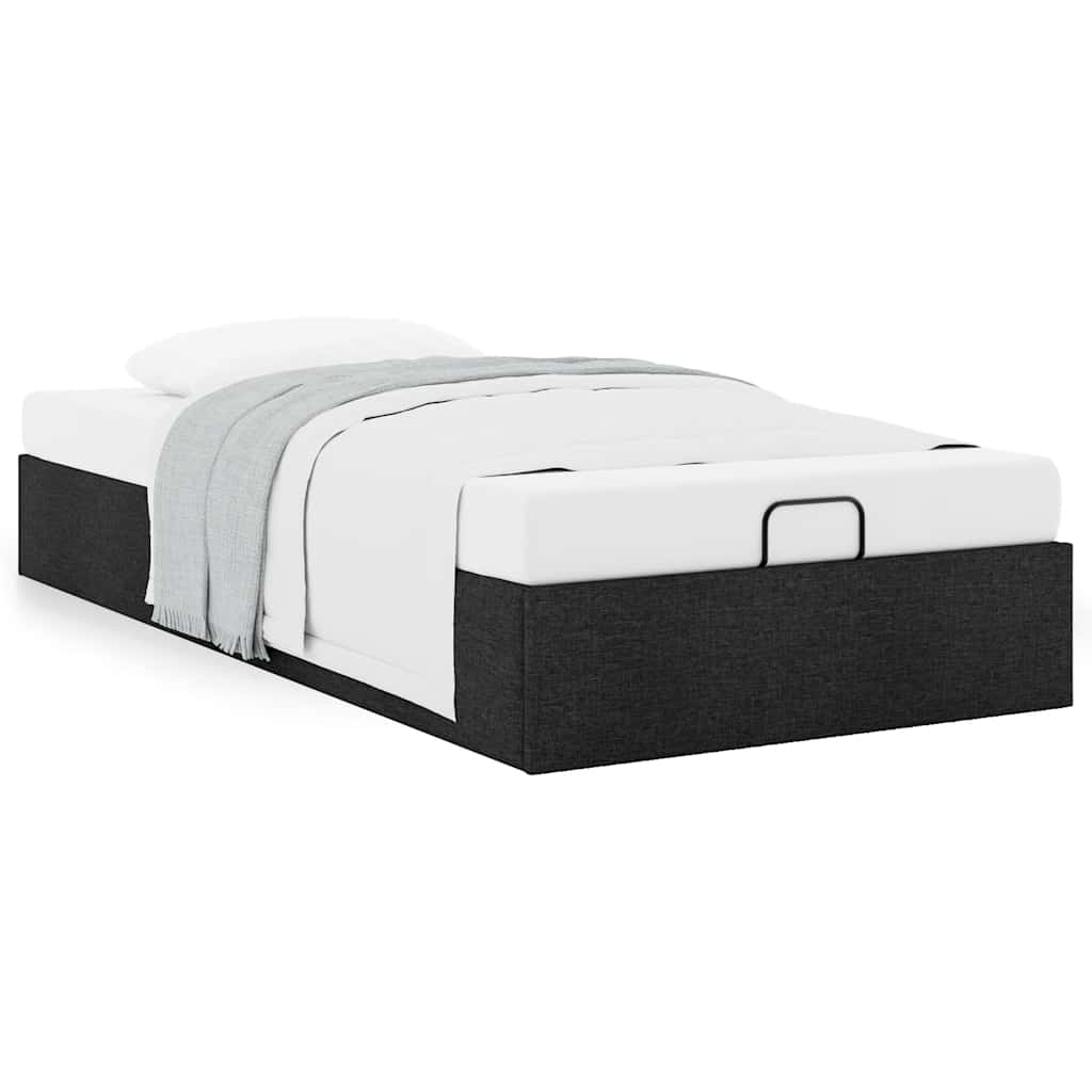 Cadre de lit ottoman sans matelas noir 100x200 cm tissu