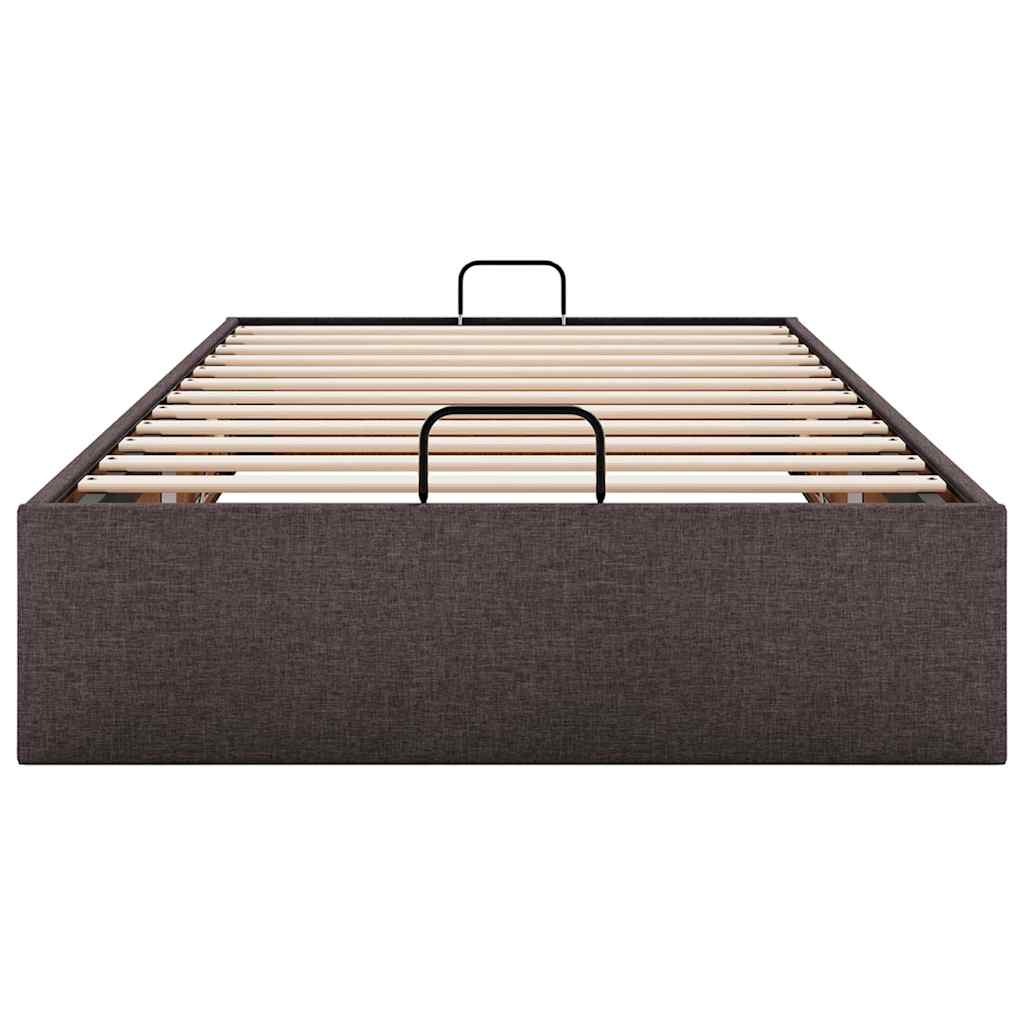 Cadre de lit ottoman sans matelas marron foncé 100x200 cm tissu