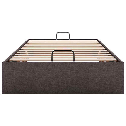 Cadre de lit ottoman sans matelas marron foncé 100x200 cm tissu