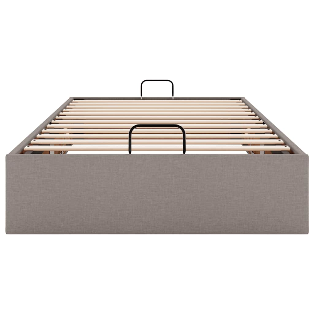 Cadre de lit ottoman sans matelas taupe 100x200 cm tissu