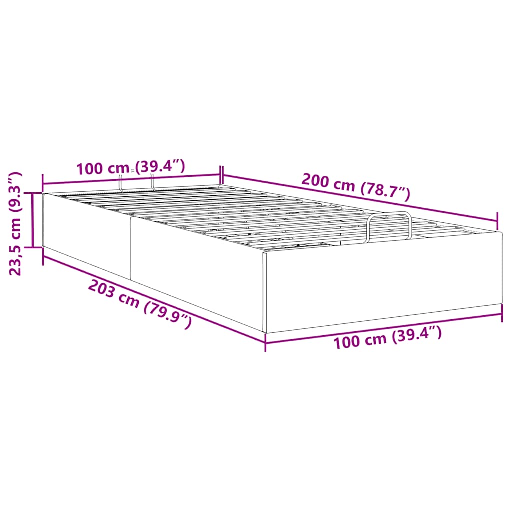 Cadre de lit ottoman sans matelas crème 100x200 cm tissu