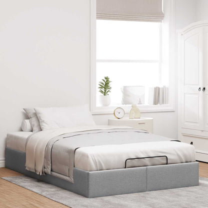 Cadre de lit ottoman sans matelas gris clair 120x190 cm tissu