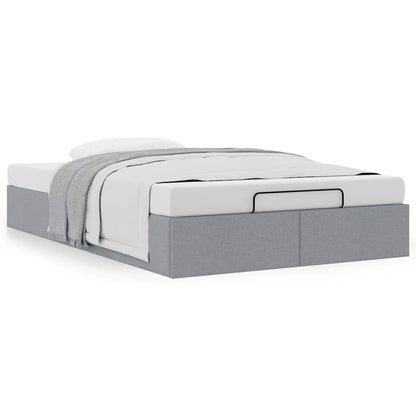 Cadre de lit ottoman sans matelas gris clair 120x190 cm tissu