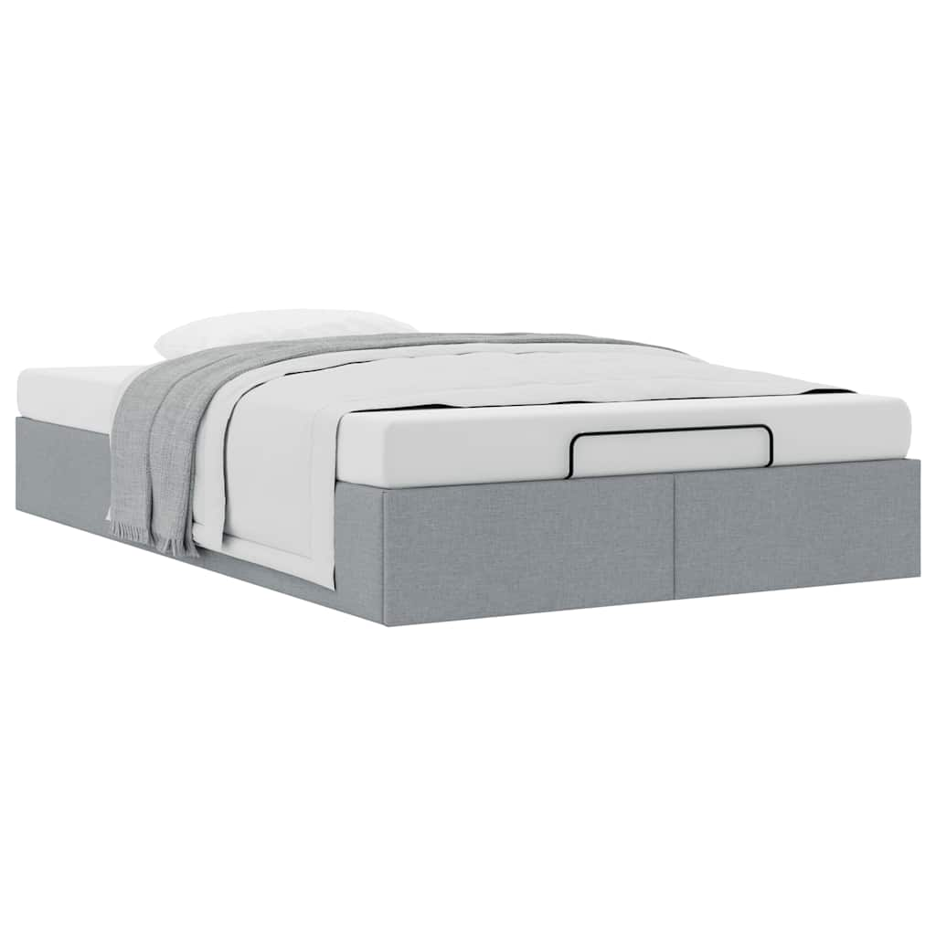 Cadre de lit ottoman sans matelas gris clair 120x190 cm tissu