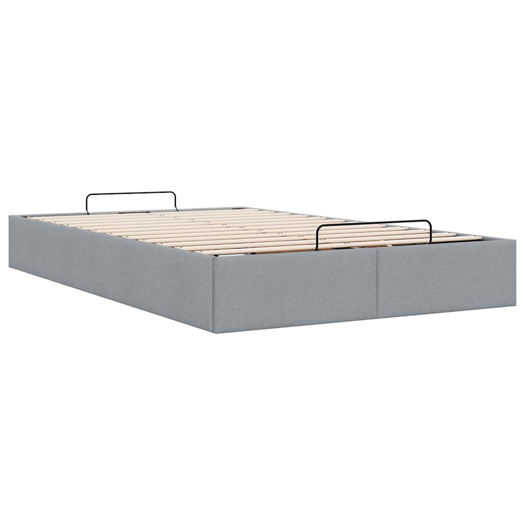 Cadre de lit ottoman sans matelas gris clair 120x190 cm tissu