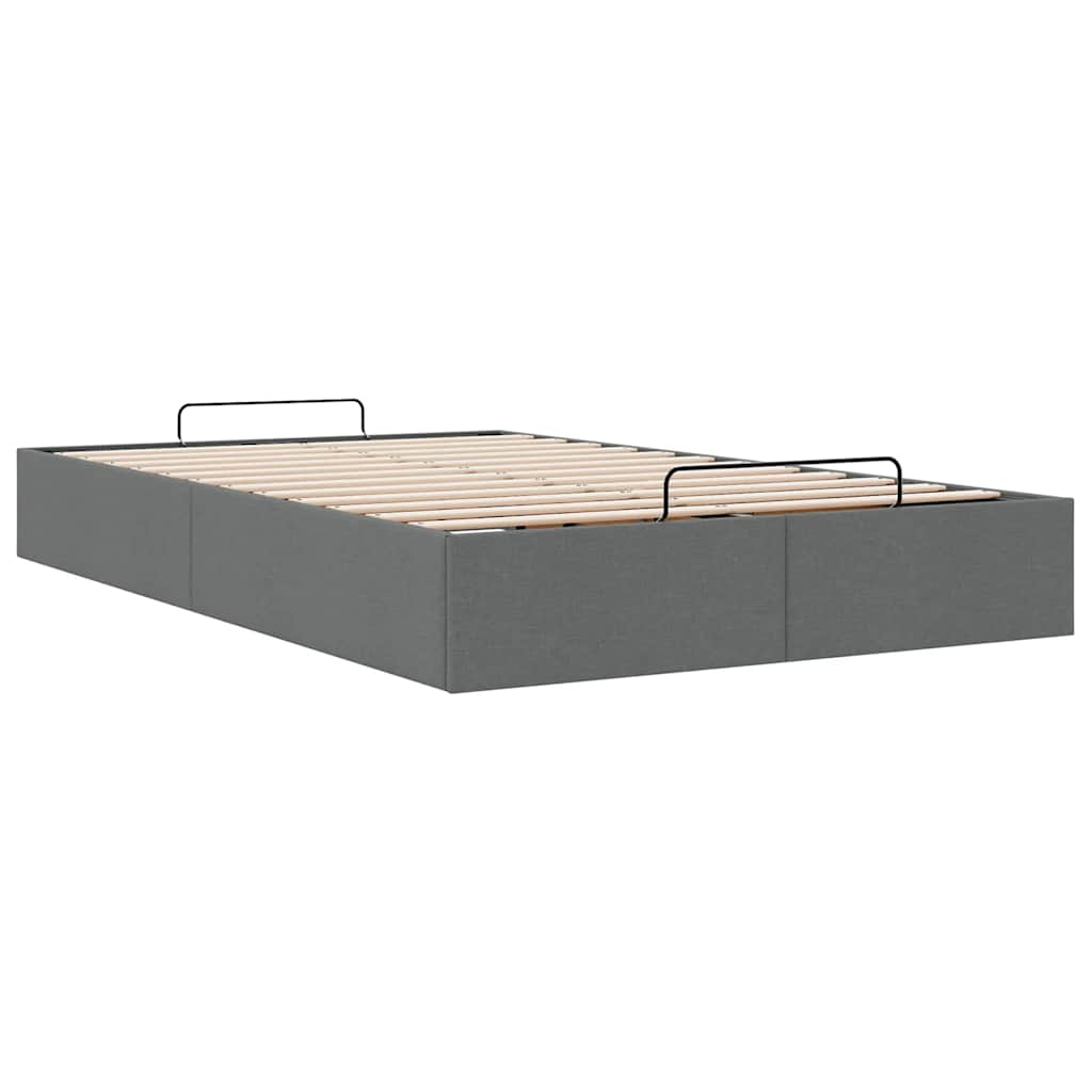 Cadre de lit ottoman sans matelas gris foncé 120x190 cm tissu