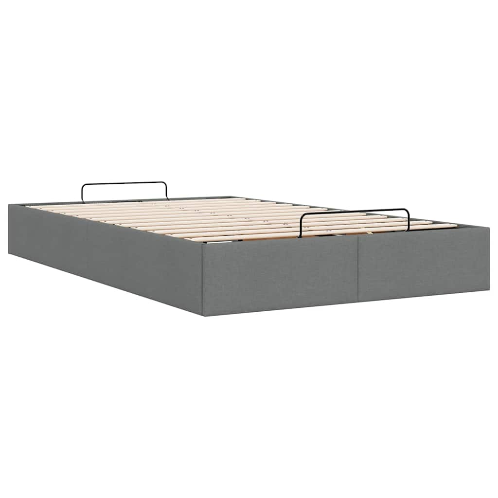 Cadre de lit ottoman sans matelas gris foncé 120x190 cm tissu