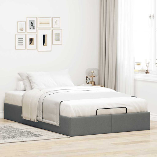 Cadre de lit ottoman sans matelas gris foncé 120x190 cm tissu