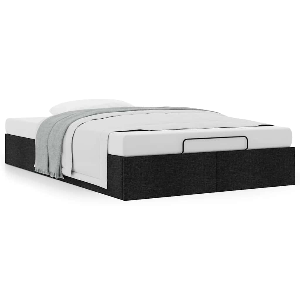 Cadre de lit ottoman sans matelas noir 120x190 cm tissu