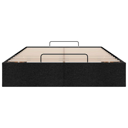 Cadre de lit ottoman sans matelas noir 120x190 cm tissu