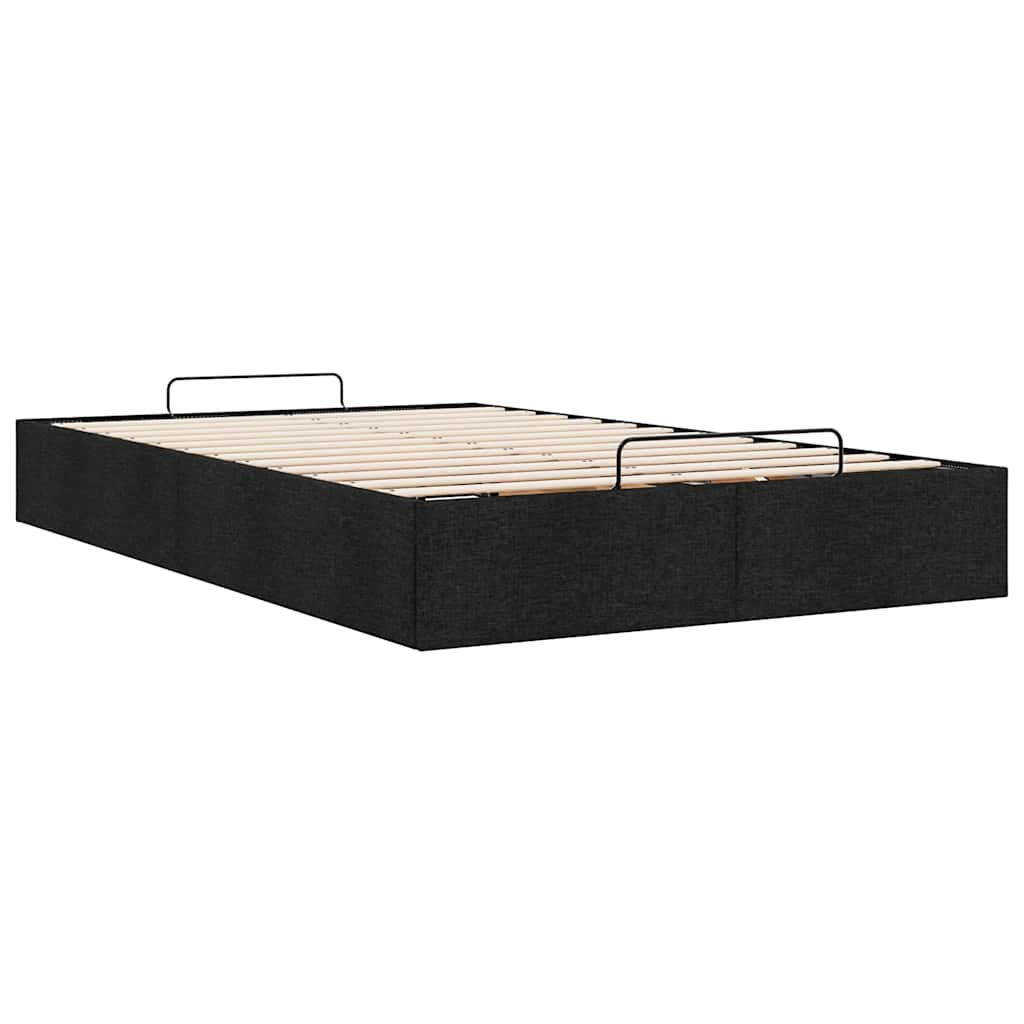 Cadre de lit ottoman sans matelas noir 120x190 cm tissu