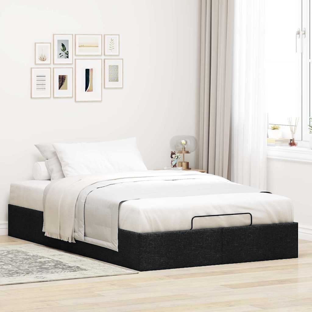 Cadre de lit ottoman sans matelas noir 120x190 cm tissu