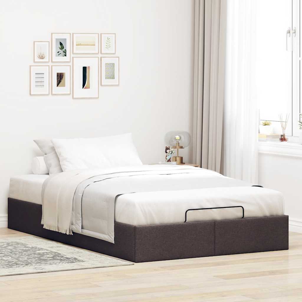 Cadre de lit ottoman sans matelas marron foncé 120x190 cm tissu