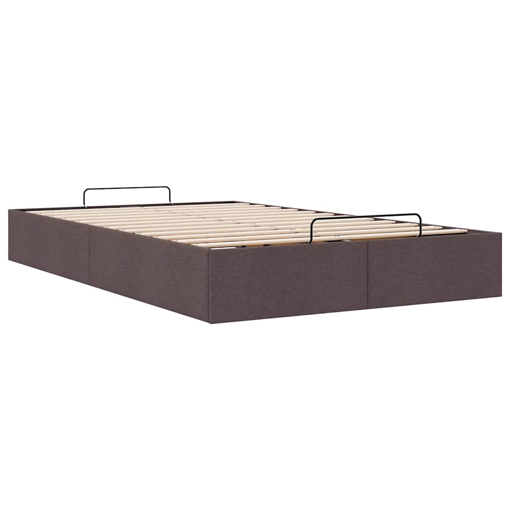 Cadre de lit ottoman sans matelas marron foncé 120x190 cm tissu