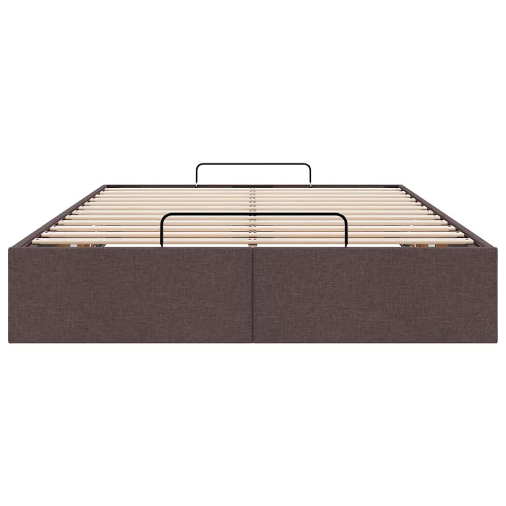 Cadre de lit ottoman sans matelas marron foncé 120x190 cm tissu